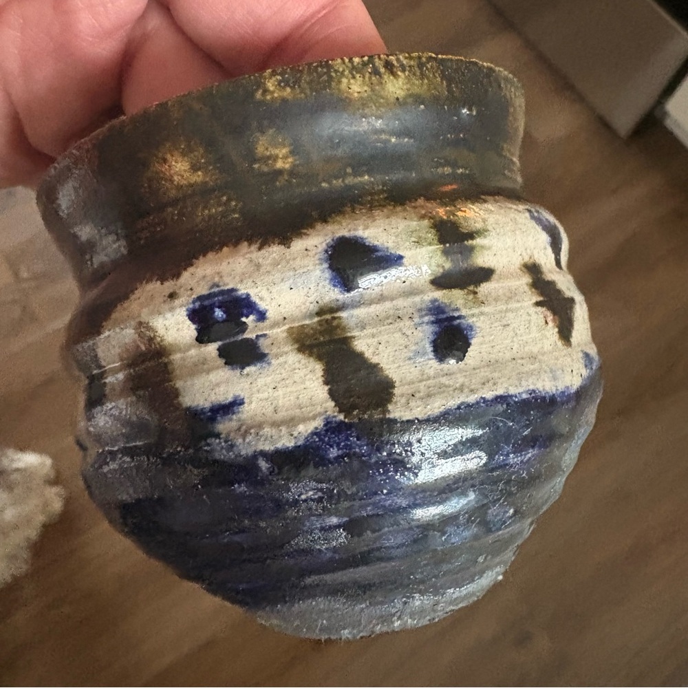 Vintage Decorative Studio Art Pottery - Raku Style Chawan - Tea Bowl - Bud Vase - Picture 3 of 9